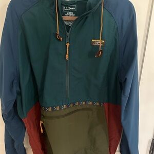 L.L. Bean Green / Blue Classic Mountain Anorak Jacket - Medium
